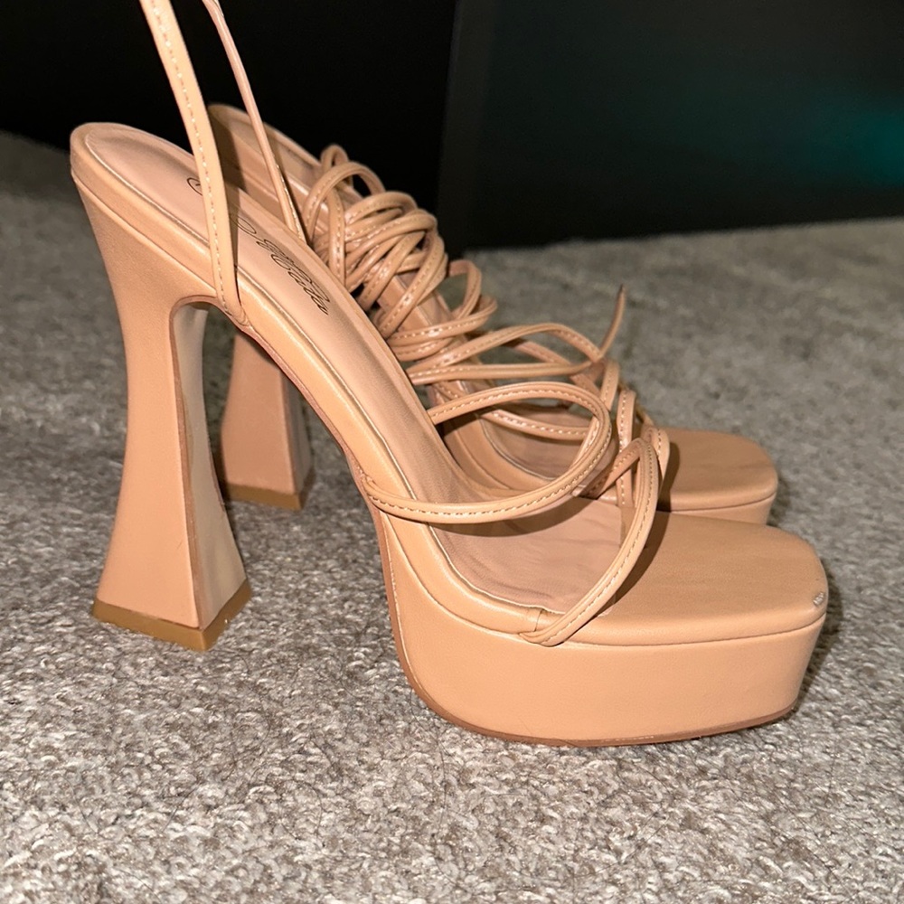 Nude Tie up High Heels
